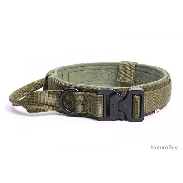 Collier pour chien type militaire vert kaki