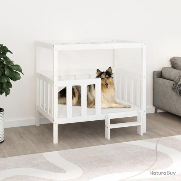 Lit pour chien Blanc 105,5x83,5x100 cm Bois de pin solide