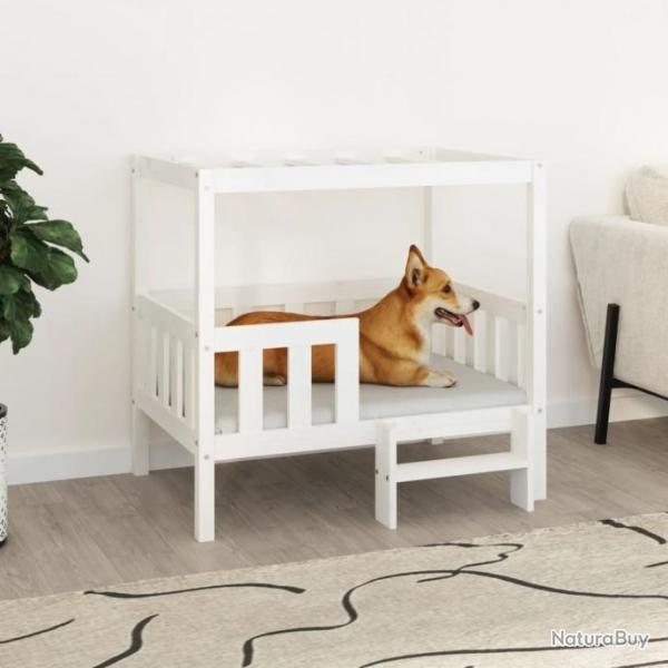 Lit pour chien Blanc 95,5x73,5x90 cm Bois de pin solide