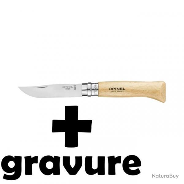 Couteau Opinel N8 inox avec gravure