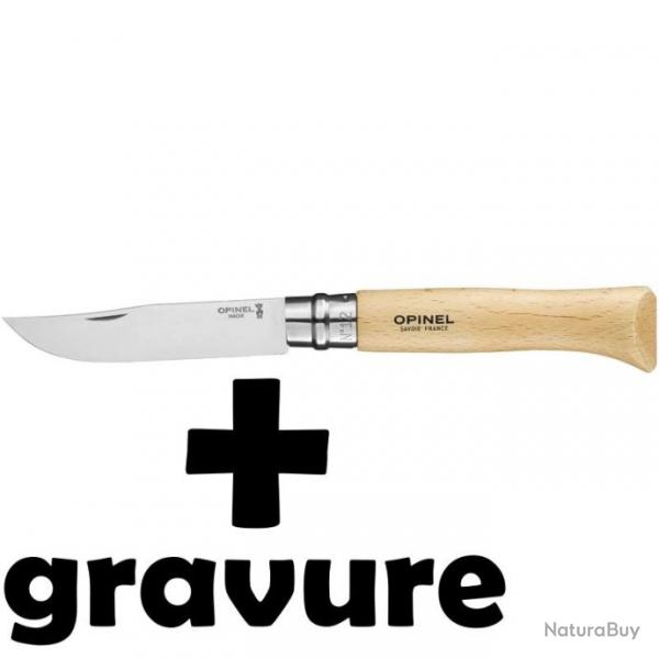 Couteau Opinel N12 inox avec gravure