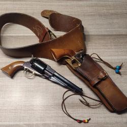 Ceinturon western et holster buscadero en cuir très épais pour révolver Colt Navy et Remington 1858