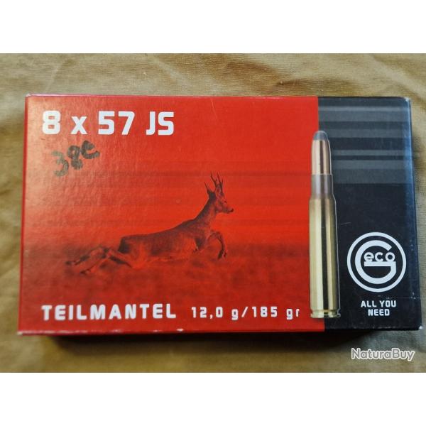 Cartouches Geco cal. 8x57 JS 185 gr SP HILMAR SUPER DESTOCK !!!