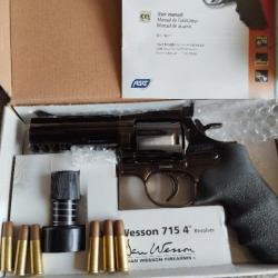 Pistolet Dan Wesson 4.5mm 357 Magnum + 18 cartouches CO2+ douilles + fléchettes+ cible +billes ...