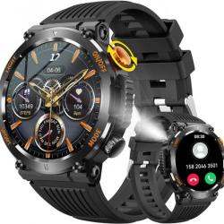 Montre Intelligente Militaire Multifonctionnelle avec 110 Modes Sportifs Suivi Santé Appels Noir