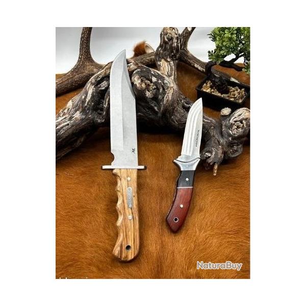 Set de couteaux winchester Double Barrel Bowie Zebra+ Wood Fixed Blade_ W4