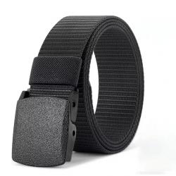 Ceinture en nylon Boucle automatique tactique 150 cm Grande taille Noir