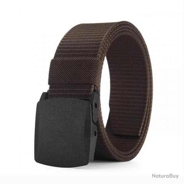 Ceinture en nylon Boucle automatique tactique 150 cm Grande taille Marron