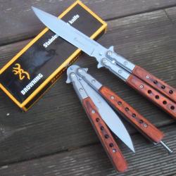 Couteau Papillon Balisong 23 Cm Lame Acier Adonisée Sport Combat