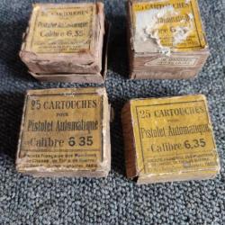 Lot de 4 boîtes en carton vides d'origine pour 25 cartouches Pistolet automatique calibre 6,35