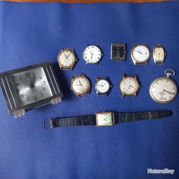 lot d'anciennes montres mcaniques + rveil + gousset LIP