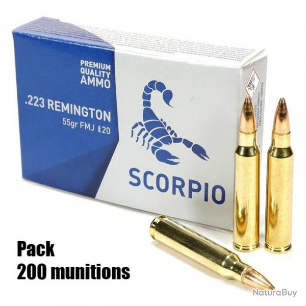 200 munitions STV SCORPIO 223 rem FMJ 55 grains 