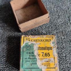 Boîte d'origine vide en carton pour 25 cartouches révolver automatique 7,65