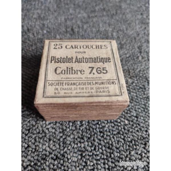 Splendide bote arme Franaise d'origine vide en carton pour cartouches pistolet automatique 7,65