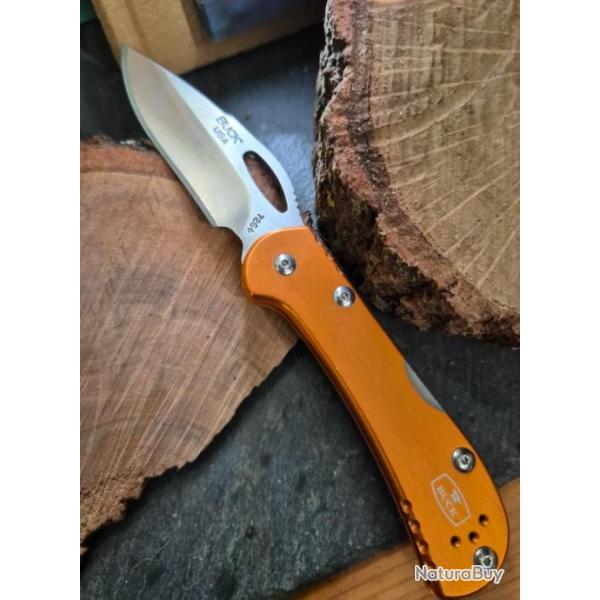 COUTEAU PLIANT BUCK MINI SPITFIRE 0726 MANCHE ALU Orange