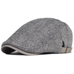 Casquette Béret Gatsby Homme Chapeau d'Hiver Laine Épaisse réglable Gris