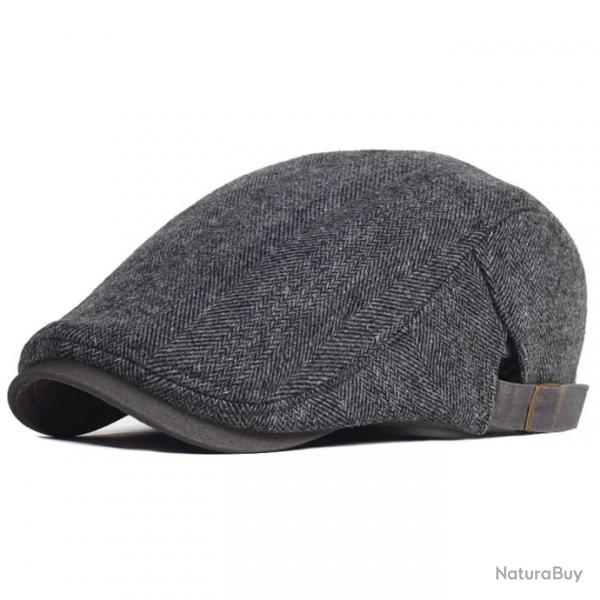 Casquette Bret Gatsby Homme Chapeau d'Hiver Laine paisse rglable Gris Fonc