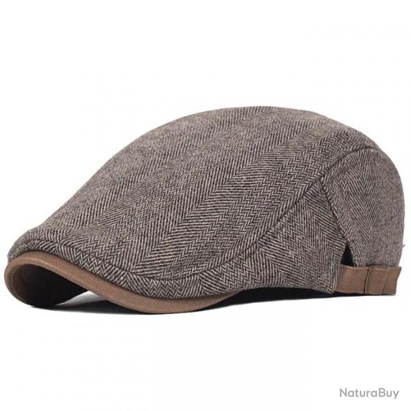 Casquette Bret Gatsby Homme Chapeau d'Hiver Laine paisse rglable Marron