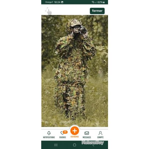 TENUE DE CAMOUFLAGE WOODLAND.HAUT ET BAS.NEUF.