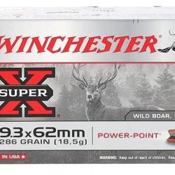 WINCHESTER CAL .9.3X62, POWER-POINT - 18.5GRAMMES