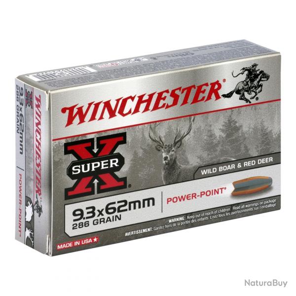 WINCHESTER CAL .9.3X62, POWER-POINT - 18.5 GRAMMES