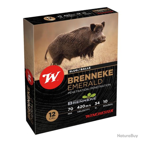 WINCHESTER BRENNEKE EMERALD CAL .12/70 524GR / 15.43 GRAMMES BOITE DE 10