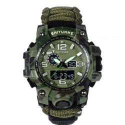 Montre couleur camo verte, bracelet paracorde, boussolle etc - LIVRAISON GRATUITE