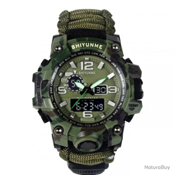 Montre couleur camo verte, bracelet paracorde, boussolle etc - LIVRAISON GRATUITE