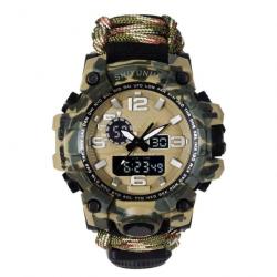 Montre couleur camo, bracelet paracorde, boussolle etc - LIVRAISON GRATUITE