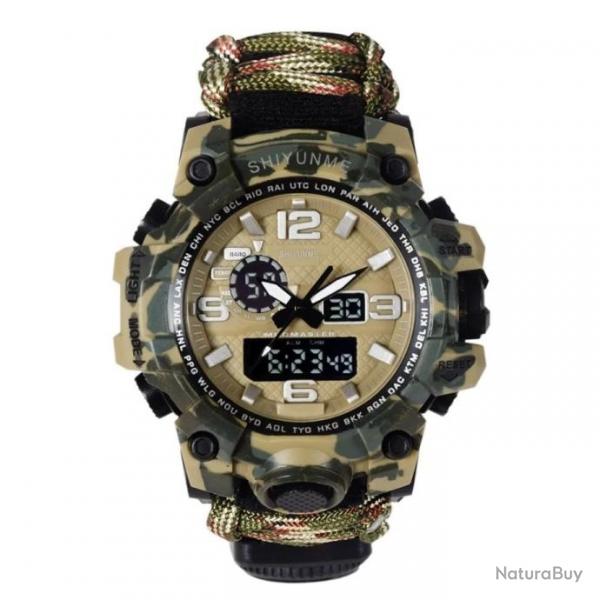 Montre couleur camo, bracelet paracorde, boussolle etc - LIVRAISON GRATUITE