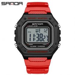 Montre digitale noire bracelet rouge - LIVRAISON GRATUITE