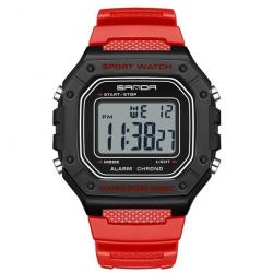 Montre digitale noire bracelet rouge - LIVRAISON GRATUITE