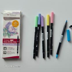 Ton pastel , Tombow ABT, Feutre pinceau ABT Dual Brush Pen, double pointes, à base d'eau, Set de 6