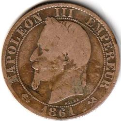 Pièce de Monnaie  France Cinq centimes NAPOLEON III 1861 K