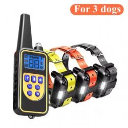 3 Colliers Anti-Aboiement de Dressage Électrique pour Chien Choc Étanche Écran LCD Portée 880m jaune