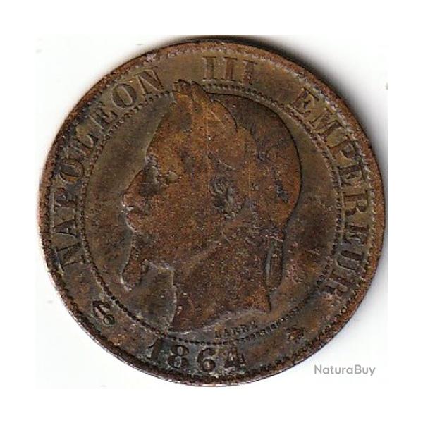 Pice de Monnaie  France Cinq centimes NAPOLEON III 1864 A