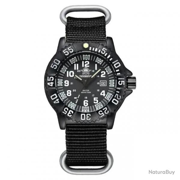 Montre tactique tanche, bracelet noir - LIVRAISON GRATUITE