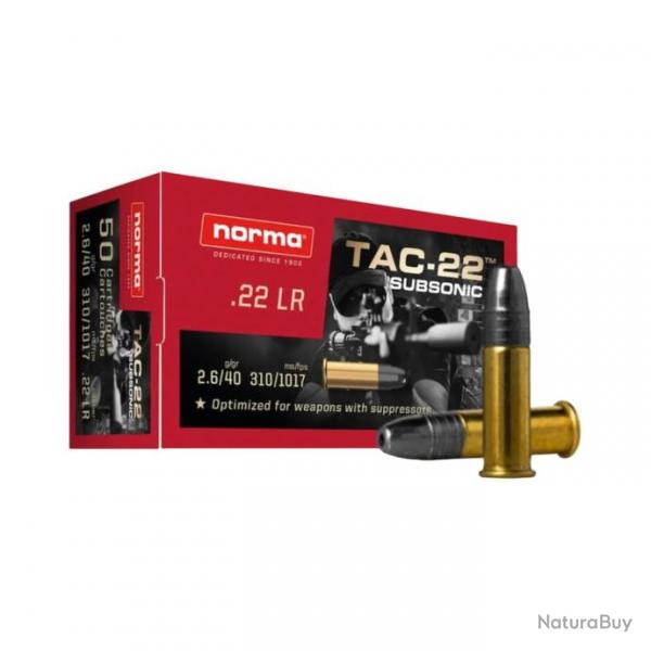 MUNITIONS NORMA TAC-22 SUBSO x50