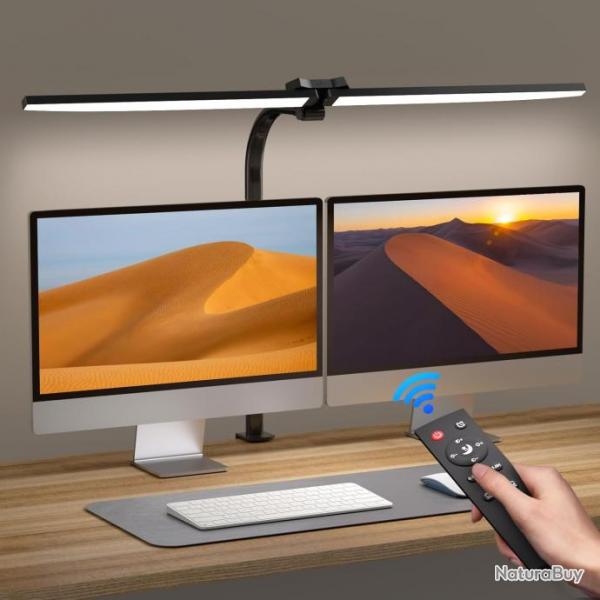 Lampe Bureau LED Double Tte Dimmable 24W 80cm Contrle Tlcommande et Tactile Minuterie 5 Modes de