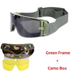 Lunettes de Soleil Militaires - Protection UV400, Anti-vent et Anti-buée Vert