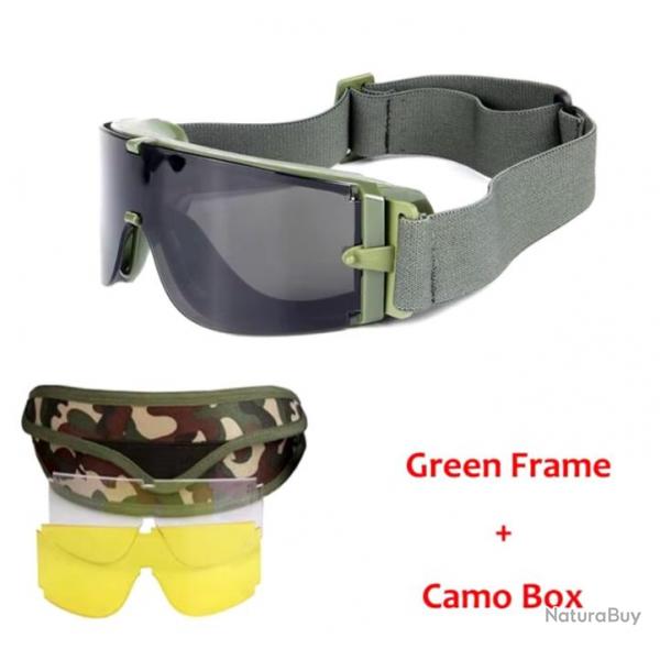 Lunettes de Soleil Militaires - Protection UV400, Anti-vent et Anti-bue Vert