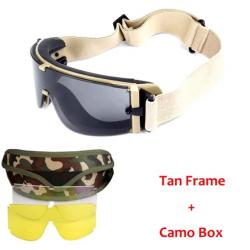 Lunettes de Soleil Militaires - Protection UV400, Anti-vent et Anti-buée Tan