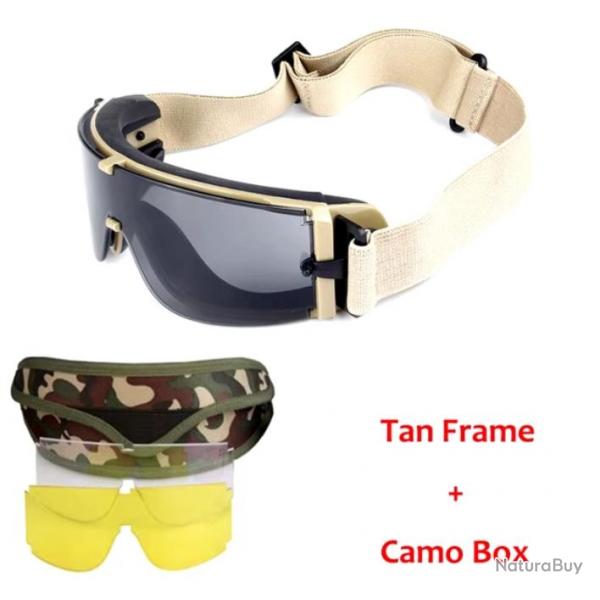 Lunettes de Soleil Militaires - Protection UV400, Anti-vent et Anti-bue Tan