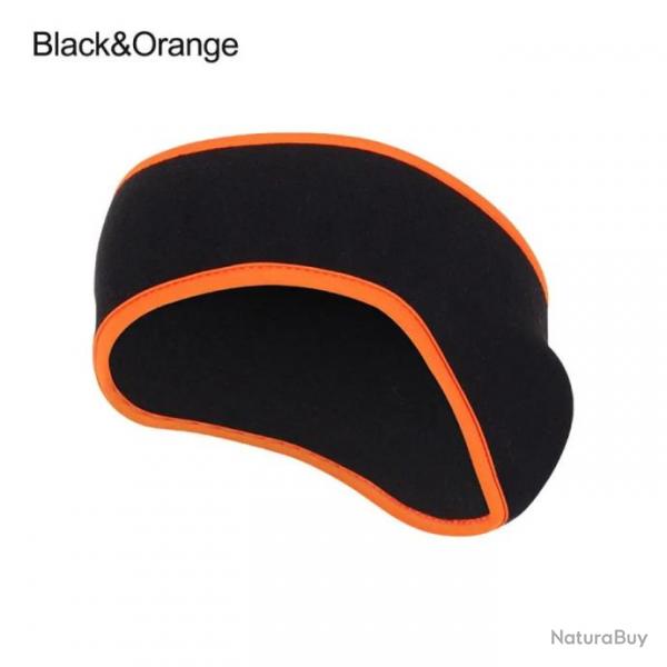 Protge oreilles polaire noire, liser orange - LIVRAISON GRATUITE