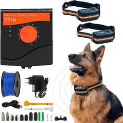 PACK ANTI-FUGUE POUR 2 CHIENS COLLIER ET CLÔTURE ÉLECTRIQUE 5 NIVEAUX DE STIMULATION LIVRAISON GRATU