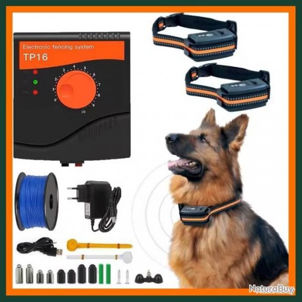 PACK ANTI-FUGUE POUR 2 CHIENS COLLIER LECTRIQUE ET CLTURE 5 MODES DE STIMULATION LIVRAISON GRATUIT