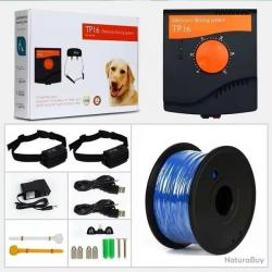 COLLIER ELECTRIQUE 2 CHIENS + CLOTURE ENTERREE - 5 NIVEAUX DE STIMULATION