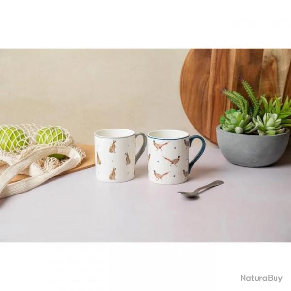 MUGS EN PORCELAINE LIVRE ET FAISAN