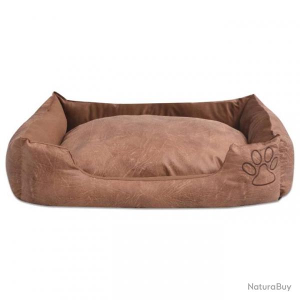 Lit pour chien en cuir artificiel avec coussin rembourr - taille s - 50 x 38 x 17 cm