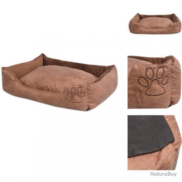 Panier Pour Chien En Cuir Artificiel Avec Coussin Rembourr - Chien Taille S - 50 X 38 X 17 Cm